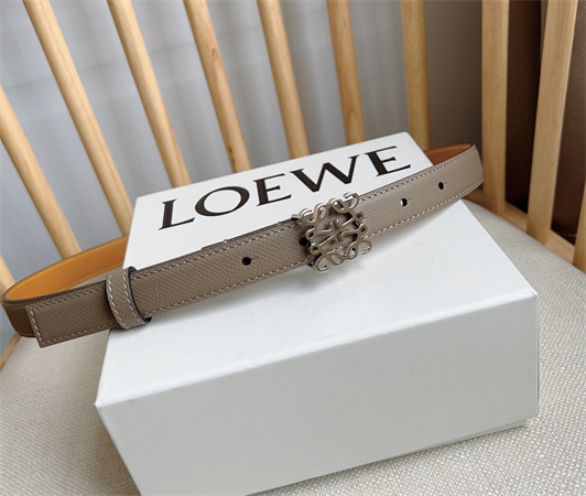 Loewe Belt In Grained Calfskin 20MM Silver Hardware Grey/Brown