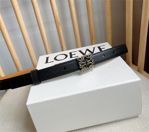 Loewe Belt In Grained Calfskin 20MM  Silver Hardware Black/Brown