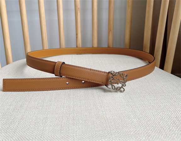 Loewe Belt In Calfskin 20MM Silver Hardware Brown