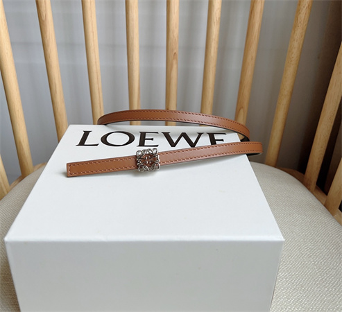 Loewe Belt In Calfskin 10MM Silver Hardware Brown/Black
