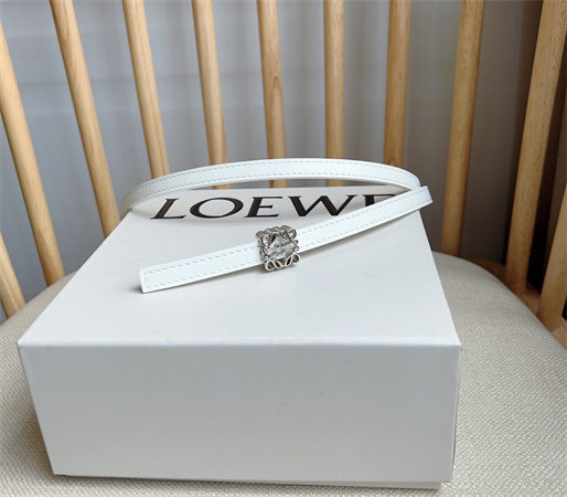 Loewe Belt In Calfskin 10MM Silver Hardware White