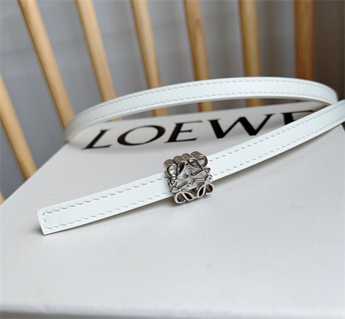 Loewe Belt In Calfskin 10MM Silver Hardware White