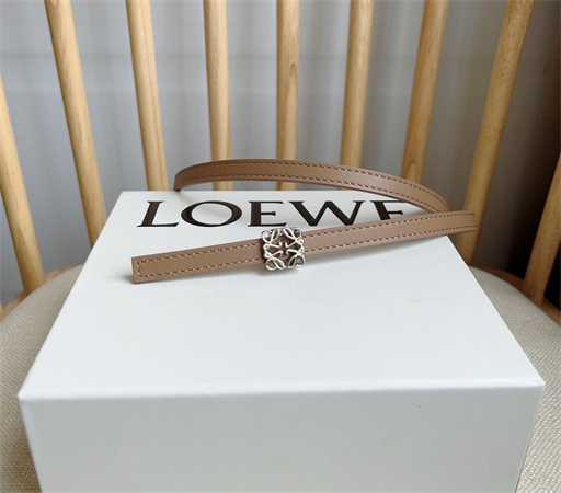 Loewe Belt In Calfskin 10MM Silver Hardware Brown