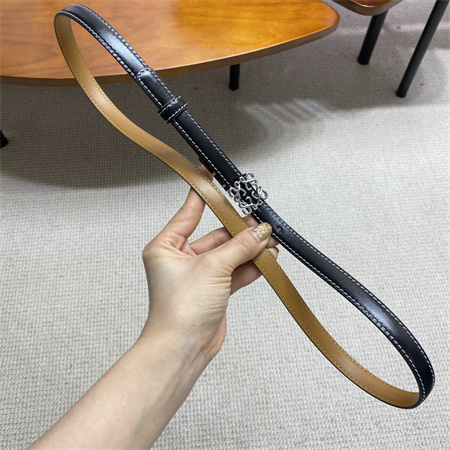 Loewe Belt In Calfskin 15MM Silver Hardware Black/Brown