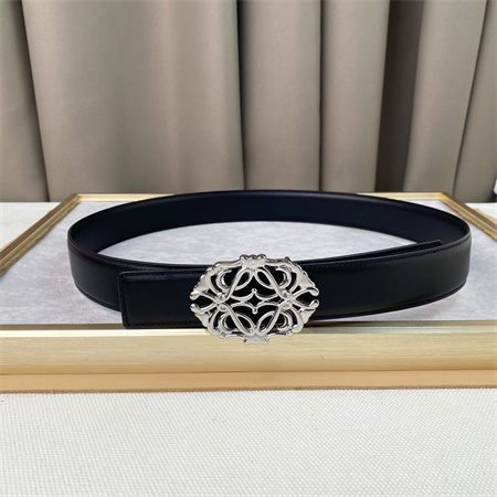 Loewe Belt In Calfskin 30MM Silver Hardware Black