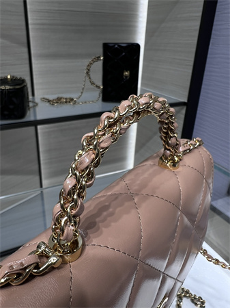 Cha.nel Wallet On Chain Shiny Lambskin & Gold-Tone Metal Nude Pink AP4166