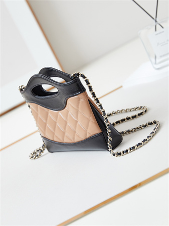 Cha.nel 31 Nano Chain Bag Lambskin Gold Tone Metal Brown/Black AS3656