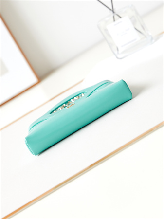 Cha.nel 31 Nano Chain Bag Calfskin Gold Tone Metal Green Blue AS3656