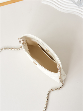 Cha.nel 31 Nano Chain Bag Lambskin Gold Tone Metal White AS3656