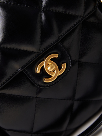 Cha.nel Large Bowling Bag Shiny Calfskin & Gold-Tone Metal Black AS4812