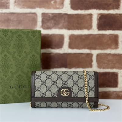 Gu.cci Ophidia chain wallet Beige and ebony GG Supreme canvas 772309