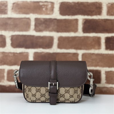 Gu.cci GG super mini bag Beige and ebony Original GG canvas and Brown leather 795213