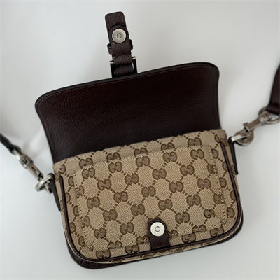 Gu.cci GG super mini bag Beige and ebony Original GG canvas and Brown leather 795213