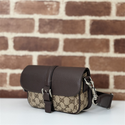 Gu.cci GG super mini bag Beige and ebony Original GG canvas and Brown leather 795213