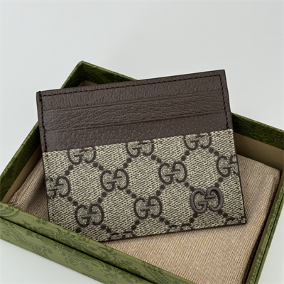 Gu.cci Bi-color card case with GG detail Supreme canvas Brown 795230
