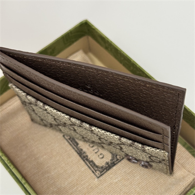 Gu.cci Bi-color card case with GG detail Supreme canvas Brown 795230