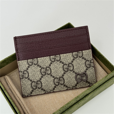 Gu.cci Bi-color card case with GG detail Supreme canvas Brown 795230