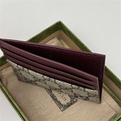 Gu.cci Bi-color card case with GG detail Supreme canvas Brown 795230