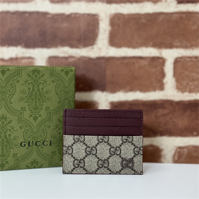 Gu.cci Bi-color card case with GG detail Supreme canvas Bordeaux 795230