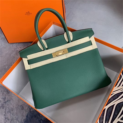 Bir.kin Bag TOGO Leather 25/30/35CM Gold/Silver Hardware In Malachite Color HS