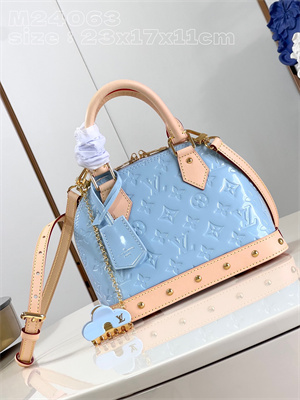 L.V Alma BB Bag Monogram Vernis embossed cowhide leather Blue M24063