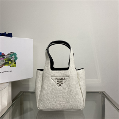 Prada Leather Mini Bag White/Black 1BA349