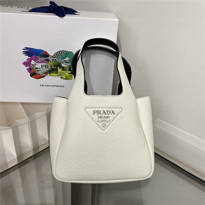 Prada Leather Mini Bag White/Black 1BA349