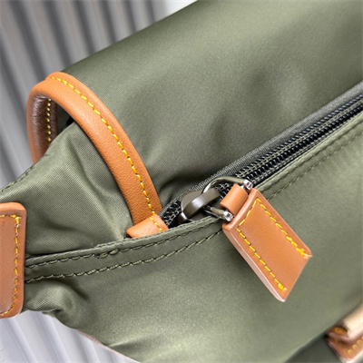 Prada Re-Nylon and leather shoulder bag Military/Caramel 2VH176