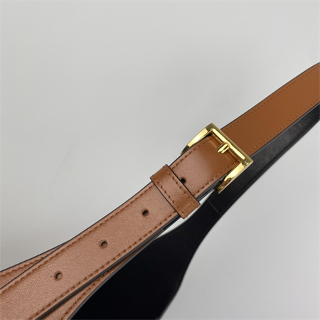 Prada Large leather shoulder bag with topstitching Brown 1BC181