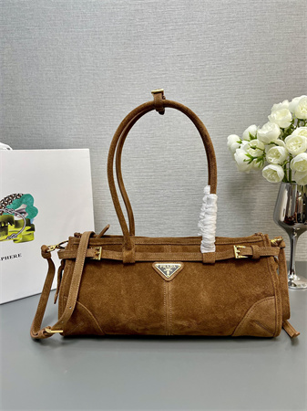 Prada Medium suede handbag  Brown 1BA426