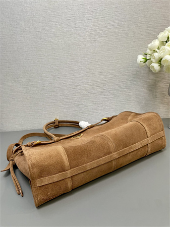 Prada Large suede handbag  Brown 1BA433