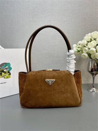 Prada Medium suede shoulder bag  Brown 1BA444