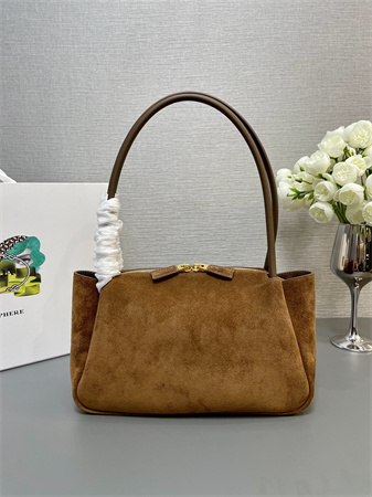 Prada Medium suede shoulder bag  Brown 1BA444