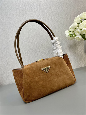 Prada Medium suede shoulder bag  Brown 1BA444