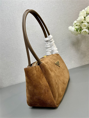 Prada Medium suede shoulder bag  Brown 1BA444