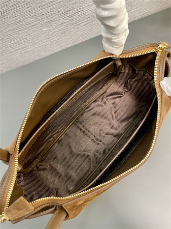 Prada Medium suede shoulder bag  Brown 1BA444