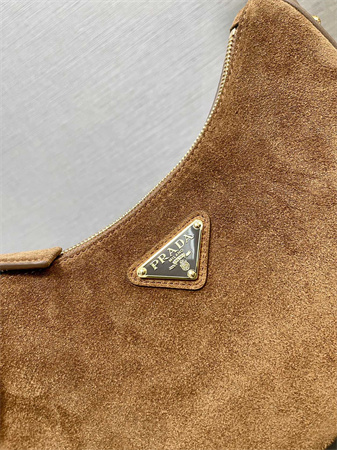 Prada Arqué suede shoulder bag  Brown 1BC194