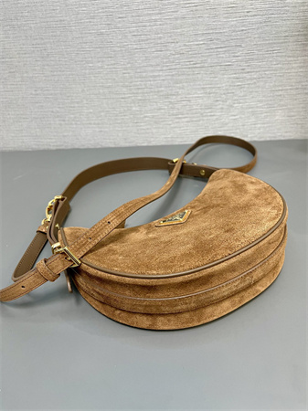 Prada Arqué suede shoulder bag  Brown 1BC194