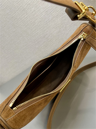 Prada Arqué suede shoulder bag  Brown 1BC194