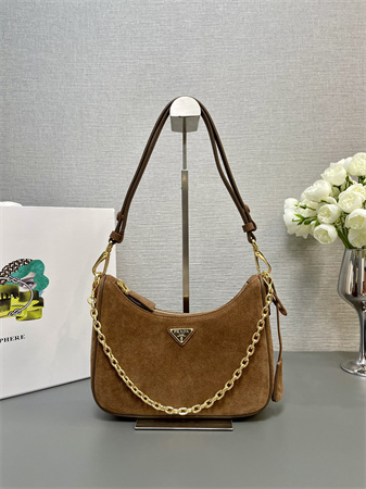 Prada Re-Edition suede mini-bag  Brown 1BC204