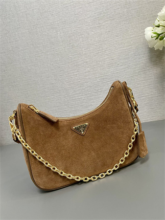 Prada Re-Edition suede mini-bag  Brown 1BC204