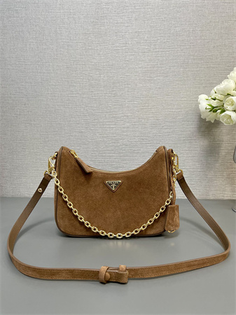 Prada Re-Edition suede mini-bag  Brown 1BC204