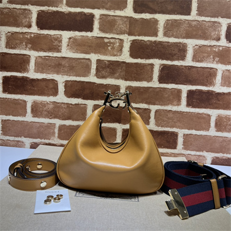 Gu.cci Attache small shoulder bag Leather Brown 699409