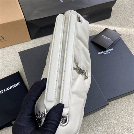 Y.S.L PUFFER MEDIUM In Nappa Lambskin Silver Tone Metal White Color