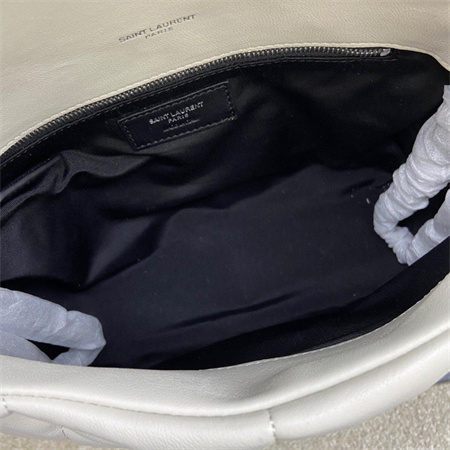 Y.S.L PUFFER MEDIUM In Nappa Lambskin Silver Tone Metal White Color