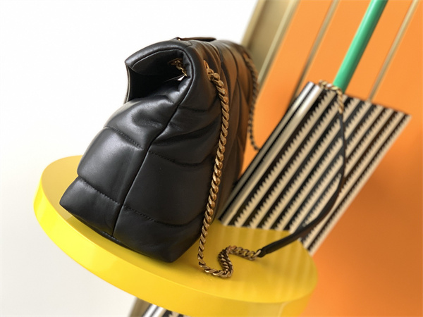 Y.S.L PUFFER MEDIUM In Nappa Lambskin Gold Tone Metal Black Color