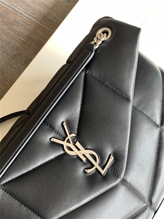 Y.S.L PUFFER MEDIUM In Nappa Lambskin Silver Tone Metal Black Color