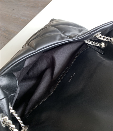 Y.S.L PUFFER MEDIUM In Nappa Lambskin Silver Tone Metal Black Color