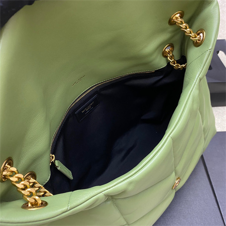 Y.S.L PUFFER MEDIUM In Nappa Lambskin Gold Tone Metal Avocado Green Color