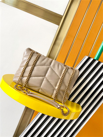 Y.S.L TOY PUFFER In Nappa Lambskin Gold Tone Metal Beige Color